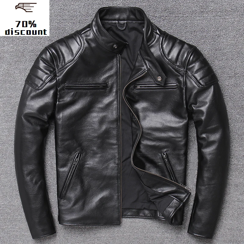 

2020 New Men's Leather Jacket Men Genuine skull leather jacket men European motorcycle sheepskin coat spring and winter