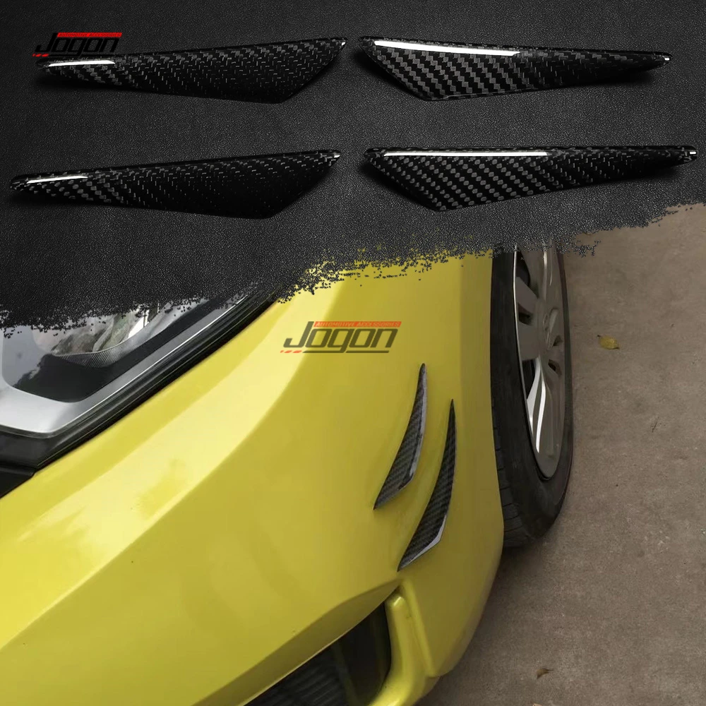 4Pcs Carbon Fiber Front Lip Splitter Fins Body Spoiler Canards Refit