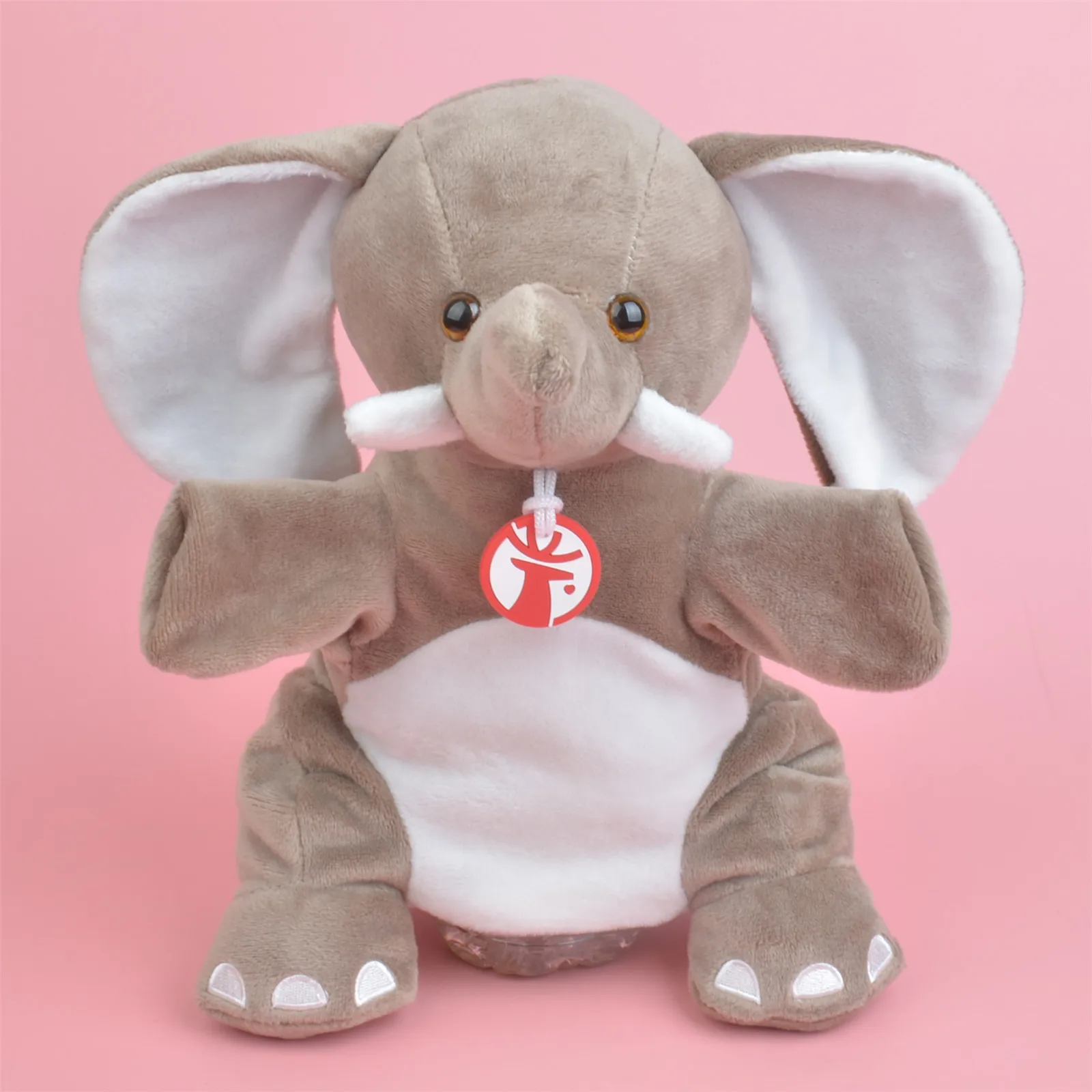 Ручная игрушка-слон коричневого цвета обучающая плюшевая игрушка мягкая для
