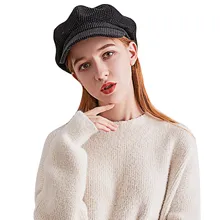 Модная женская Вельветовая одноцветная теплая шапка восьмиугольная кепка берет остроконечная Кепка Дамская Осенняя зимняя дикая шапка для художника