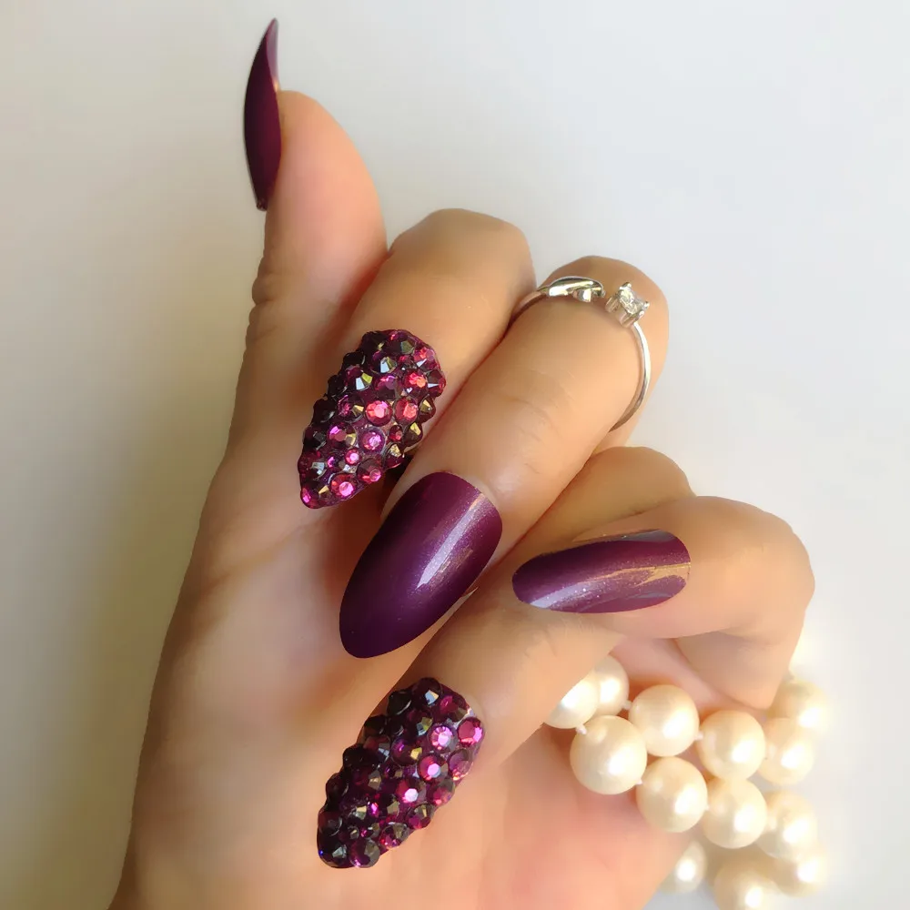 14 цветов, Заказные полностью Стразы на выбор, блестки на шпильках, искусственные ногти, художественное оформление ногтей - Цвет: Pearl purple 12