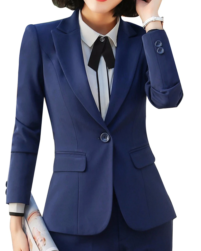 

2019 Fashion Suit Women Blazer Workwear With Office Ladies Long Sleeve Blaser Clothing Fall Button Spring Winter Top Coat Jacket