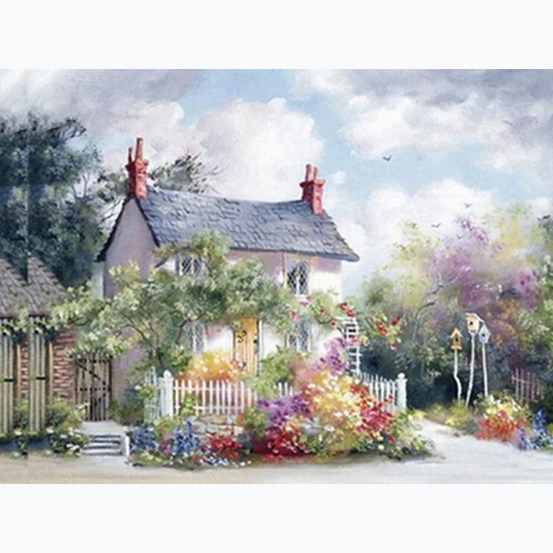 DIY 5D Diamond Painting House And Flower Embroidery Cross Stitch Mosaic Rhinestone Home Decoration | Дом и сад