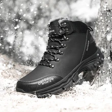 Botas de nieve para hombre, zapatos masculinos de algodón resistentes al agua, con relleno de terciopelo, cálidos, para exteriores, de alta calidad, para invierno
