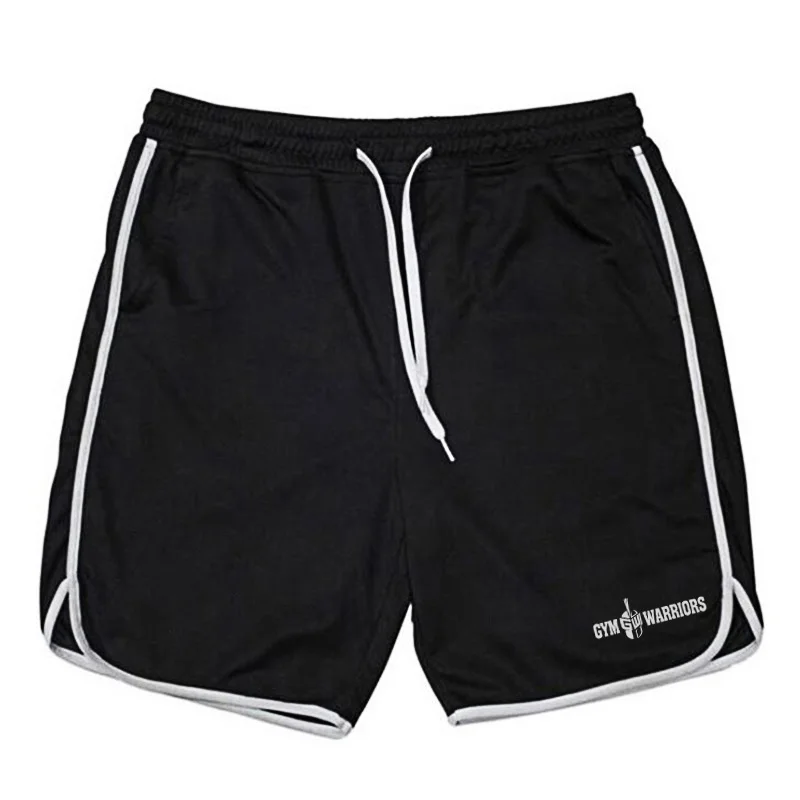 Новые сетчатые спортивные шорты для спортзала мужские модные брендовые дышащие мужские шорты удобный размер плюс фитнес мужские s Бодибилдинг - Цвет: Black White