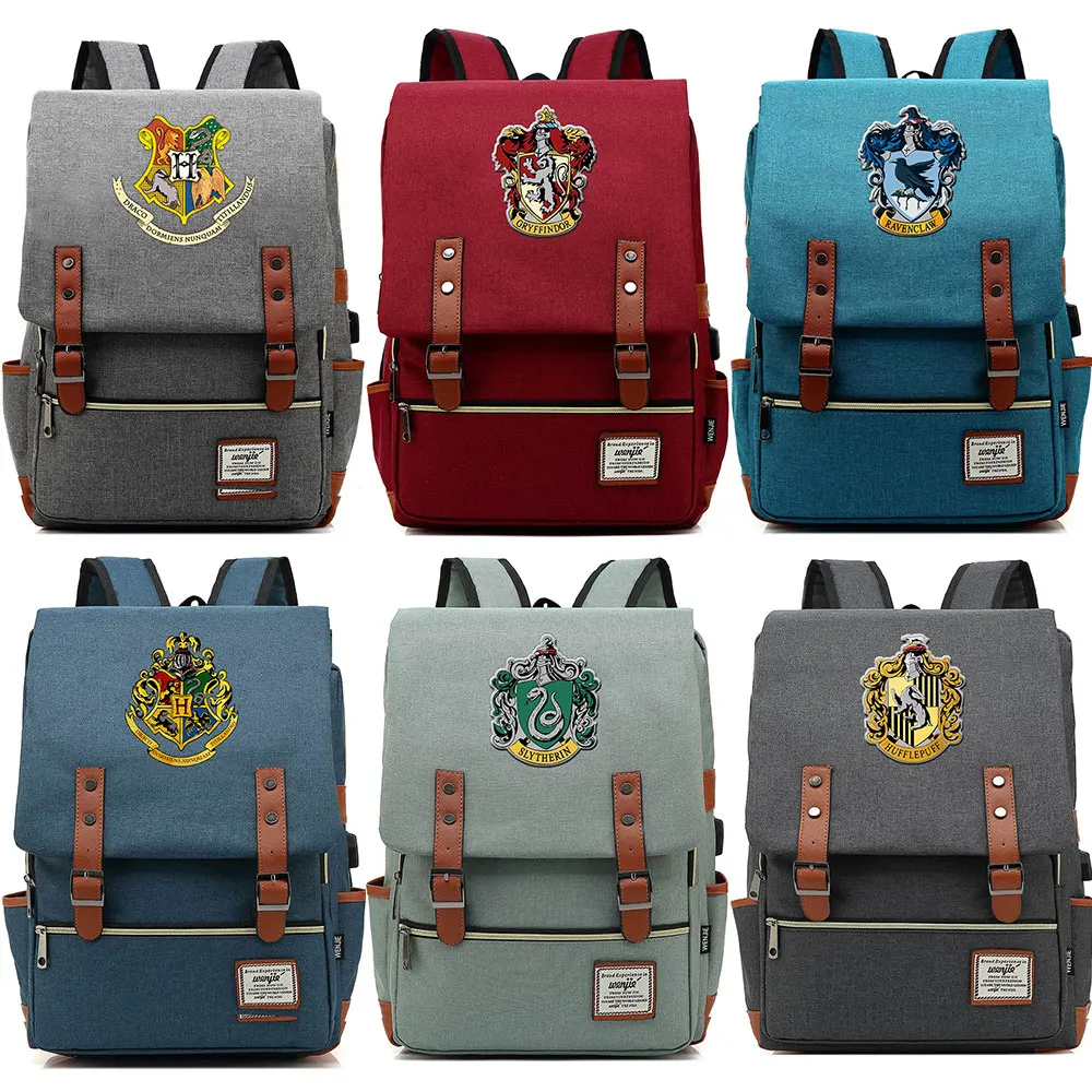 

Dropshipping Magic Slytherin Gryffindor Hogwarts Boy Girl Student School bag Teenagers Women Men USB Belt Backpack