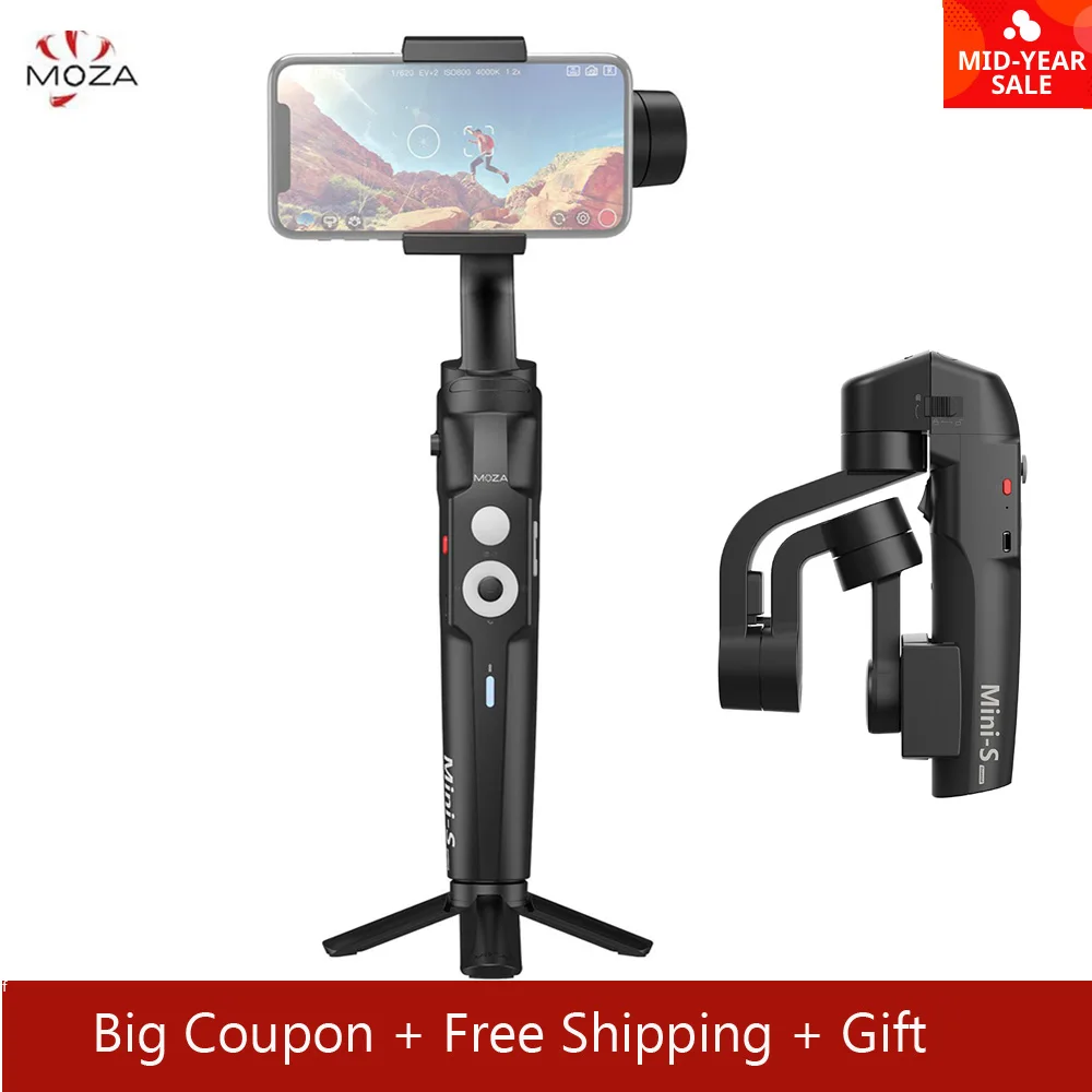 

MOZA Mini S Foldable 3-Axis Handheld Gimbal Stabilizer for IOS10.0 iPhones Andriod 8.1 Smart Phones Gopro 5/6/7