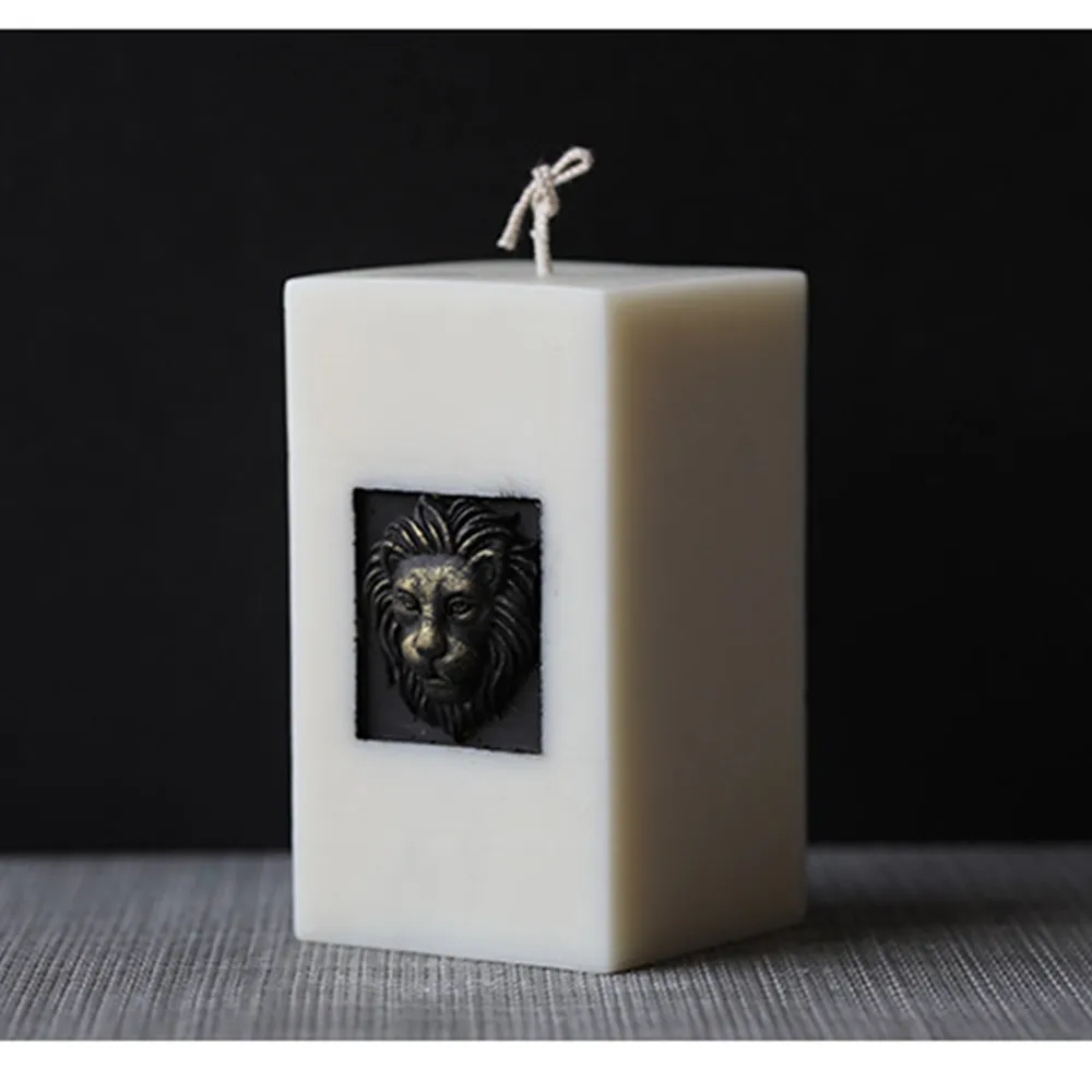 

Lion Head Relief Cube Silicone Candle Mold for DIY Aromatherapy Candle Plaster Ornaments Handicrafts Soap Mould Hand Gift Making