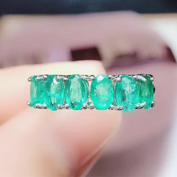 

Per jewelry Natural real emerald oval style ring Free shipping 0.25ct *5pcs gemstone 925 sterling silver Fine jewelry Q204164