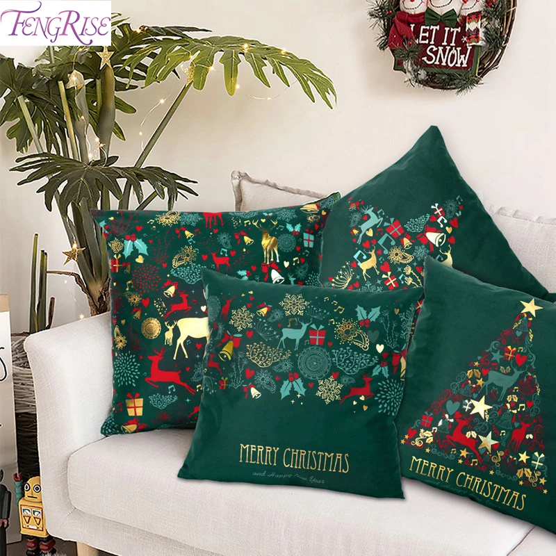 

FENGRISE Merry Christmas Decoration Cushion Coves 2019 Christmas Ornaments pillowcase Christmas Gitfts Xmas Navidad New Year's