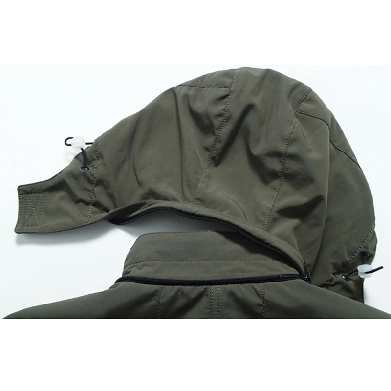 DIMUSI Men's Jackets Casual Outwear Hiking Windbreaker Hooded Coats Fashion Army Cargo Bomber Jackets Mens Clothing