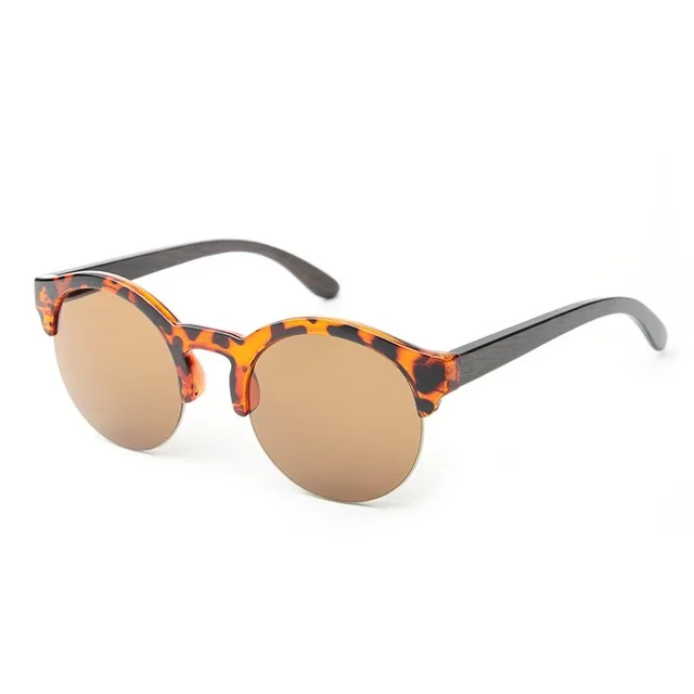 LONSY, ретро, коричневые, бамбуковые, деревянные солнцезащитные очки, для женщин и мужчин, фирменный дизайн, Ретро стиль, полудрагоценные солнцезащитные очки, для вождения, зеркальные, UV400 - Цвет линз: C3