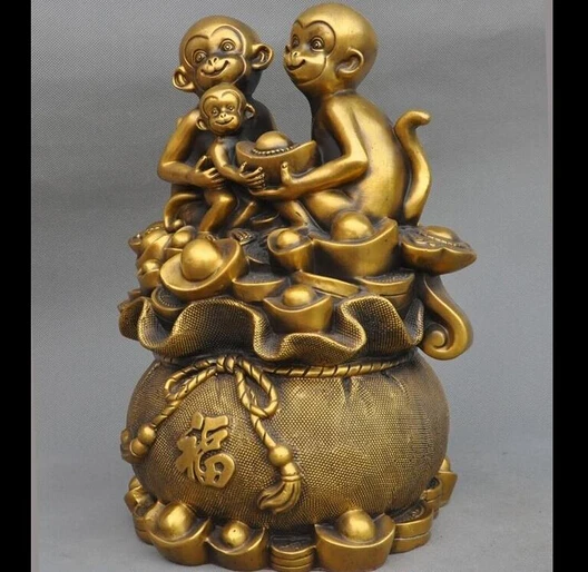 322+++ 1" Lucky China Bronze Fengshui Wealth yuanbao Money Coin Zodiac 3 фигурка обезьяны