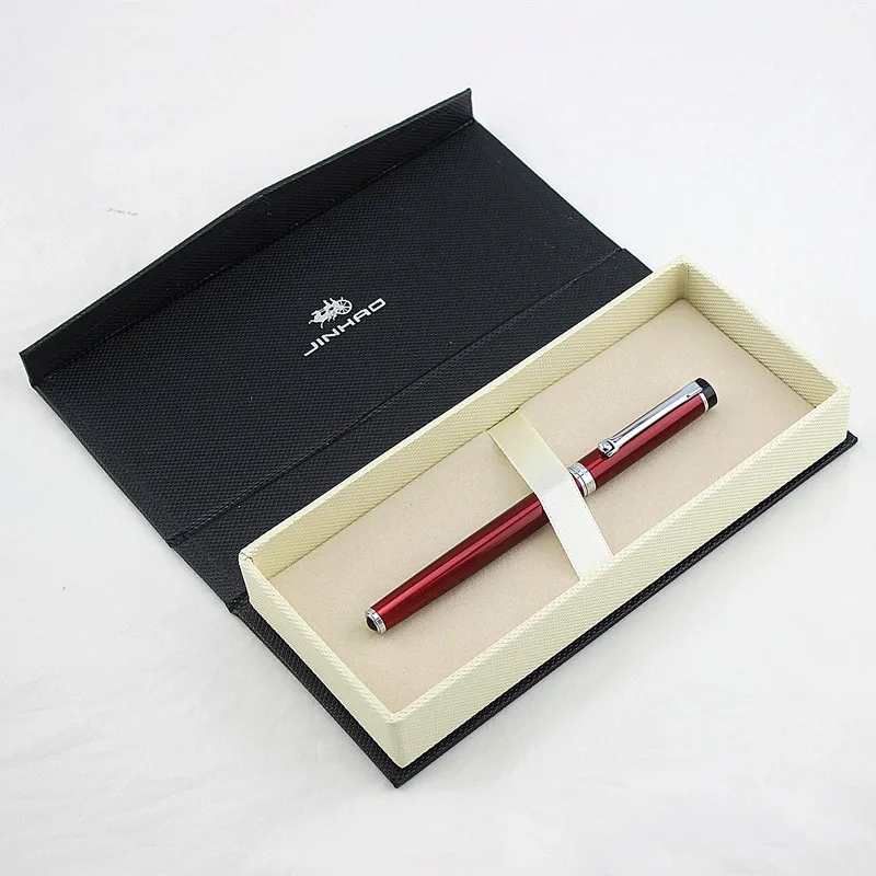 Jinhao, роскошная металлическая авторучка, деловая, Студенческая, 0,38 мм/0,5 мм, дополнительный тонкий наконечник, каллиграфия, офисные принадлежности, инструмент для письма - Цвет: PEN AND BOX