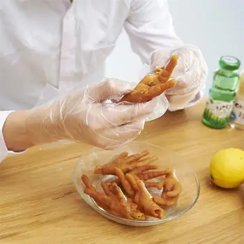 

100pcs/Lot Disposable Gloves One-off Plastic Gloves Restaurant BBQ Transparent Eco-friendly PE Gloves Kitchen Garden accessories