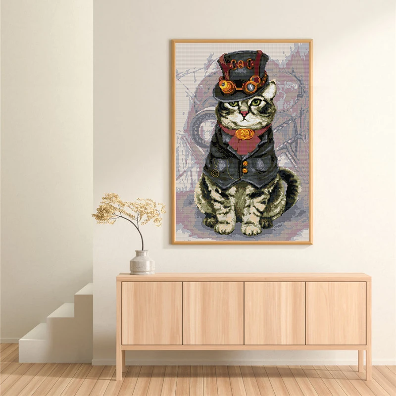 Mighty Cat Patterns Cross Stitch Kits 14CT 11CT Count Printed Canvas DMC DIY Handmade Embroidery Kits Needlework Sets Home Decor cross stitch kit,cross stitch tools