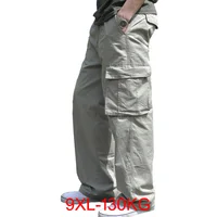 Large Size summer Men Cargo Pants Cotton Pocket Big size 8XL 9XL 3XL Summer Autumn Loose army green Casual Safari Style Pants 1