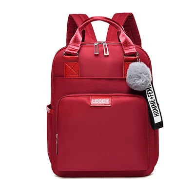 Vfemage Multifunction Nylon Bag Women Backpack Ladies Bookbag Female School Bags for Teenage Girl Hair Ball Waterproof Sac a Dos - Цвет: Red