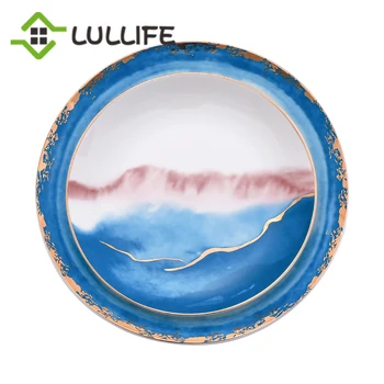 

Luxury Art Dinner Plate Porcelain Dishes and Plates Gold Inlay Dinner Charger Plates Home Decorative Dishes Dinnerware Set