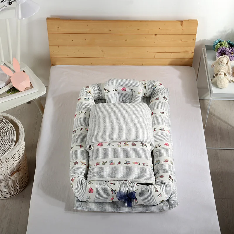 Leisure Time 3PCS Коспальная кроватка портативная детская бионическая кровать, пригодная для стирки путешествия кровать съемный хлопок Колыбель костюм для детей - Цвет: Leisure Time 3PCS