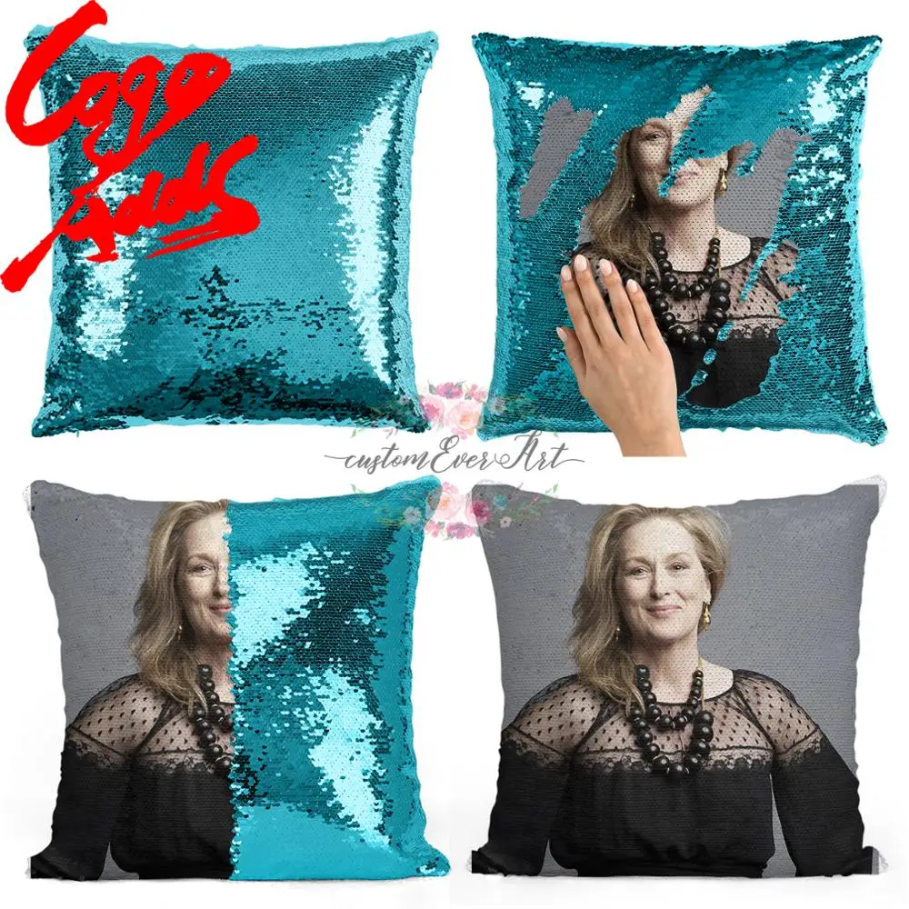 Meryl Streep Подушка с блестками | наволочка с блестками | два подушка в виде елки | гипоаллергенный браслет, прекрасный подарок для девушки, | подарок для Него | подушка | Магическая подушка
