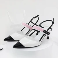 Boussac Pointed Toe Kitten Heel Women Pumps Patchwork Elegant Heel Shoes Women Brand Design Ladies Shoes Women SWC0299 - Цвет: Белый