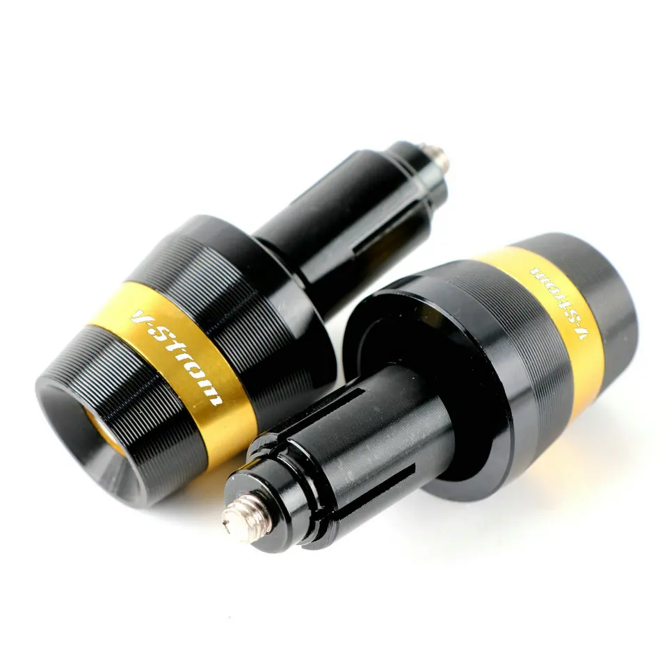 Gold 7/8 ''22 мм мотоцикл Алюминий с ЧПУ ручки для Suzuki DL650 DL1000 V-STROM мото рукоятка ручки с торцевыми крышками Вилки - Цвет: Gold