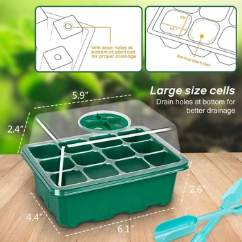 

12 Gardening Supply Propagation Seeding Pot Holes Nursery Pot Planting Seed Tray Kit Plant Germination Box Garden Grow Box