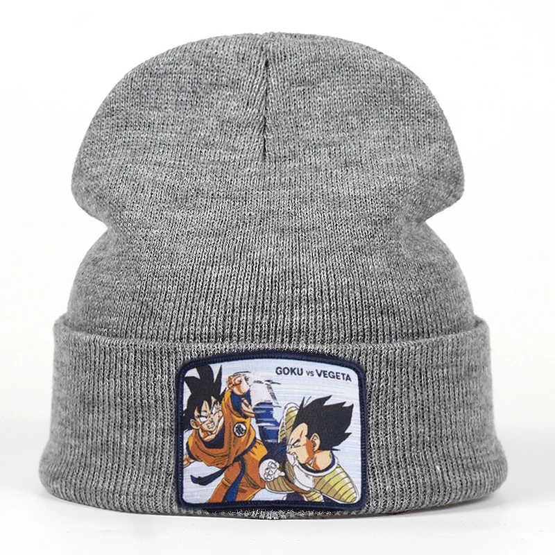 GOKU vs VEGETA gray Новинка, Шапка-бини Dragon Ball с вышивкой Goku VEGETA MAJIN BUU для мужчин и женщин, вязанные шапочки Skullies, теплая зимняя Лыжная шапка унисекс - Цвет: GOKU vs VEGETA gray