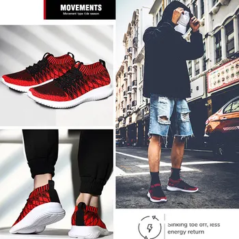 

Hot Men Running Sneaker Lace up Athletic Non-slip Breathable Flyknit Sport Shoes MVI-ing