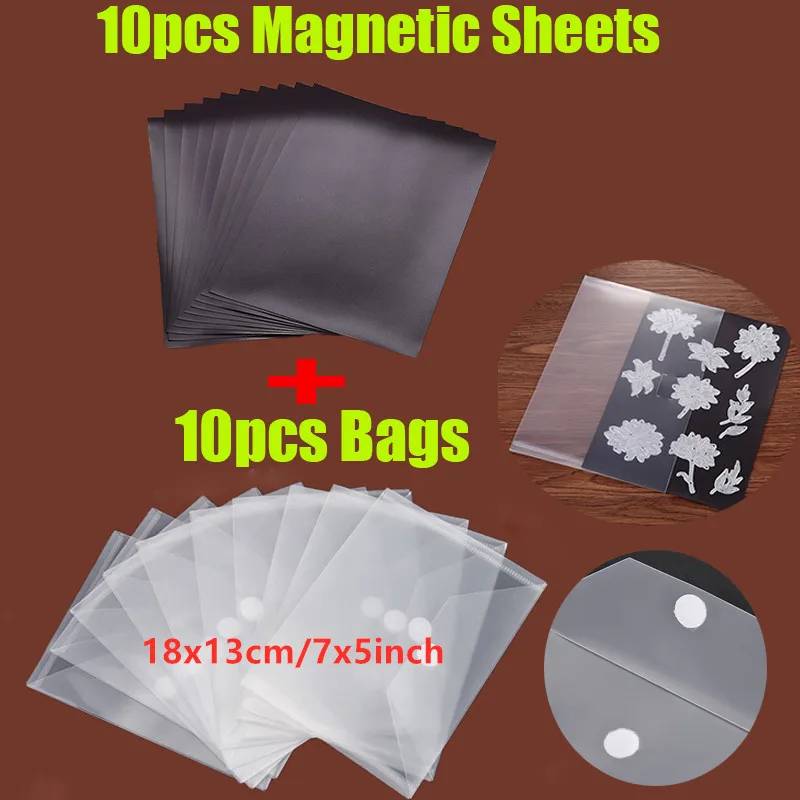 10PCS/SET Rubber Magnet Sheet Storage Pockets 7x5inch For