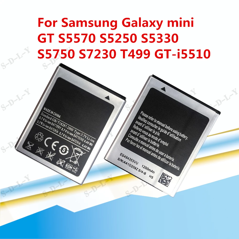 Сменный аккумулятор 1200 мАч EB494353VU для Samsung Galaxy mini GT S5570 S5250 S5330 S5750 S7230 T499 +