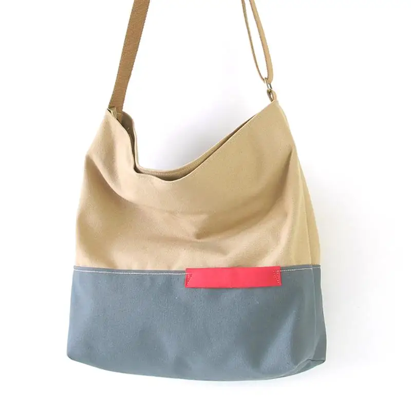 

Simple Hit Color Women Shopping Crossbody Bag Large Capacity School Messenger Bag For Girls Teenage Canvas Female Tote