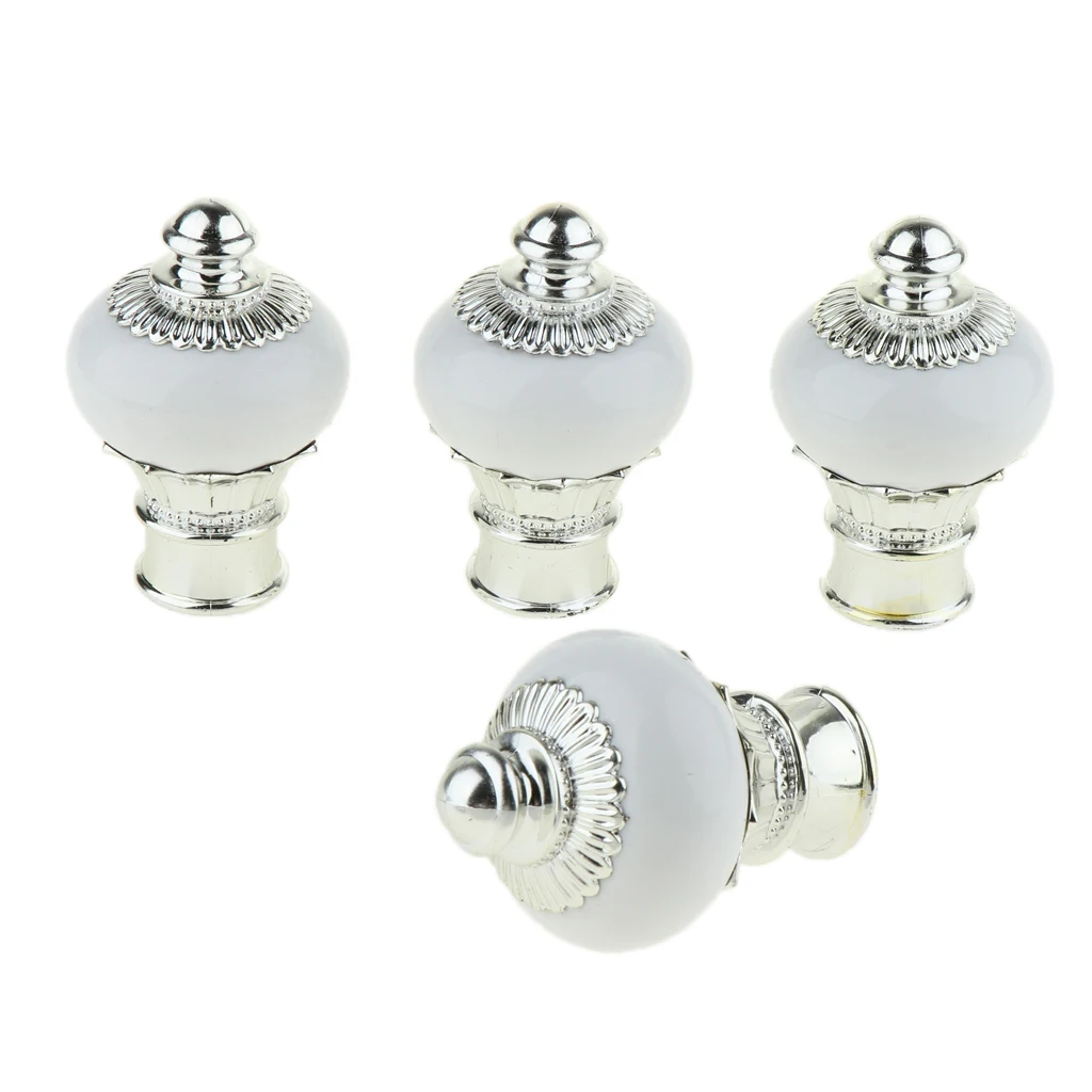 4Pcs Pack Curtain Pole Ends Decorative Curtain Rod Finals Window Drapery Curtain Rod End Caps Dia. 28mm
