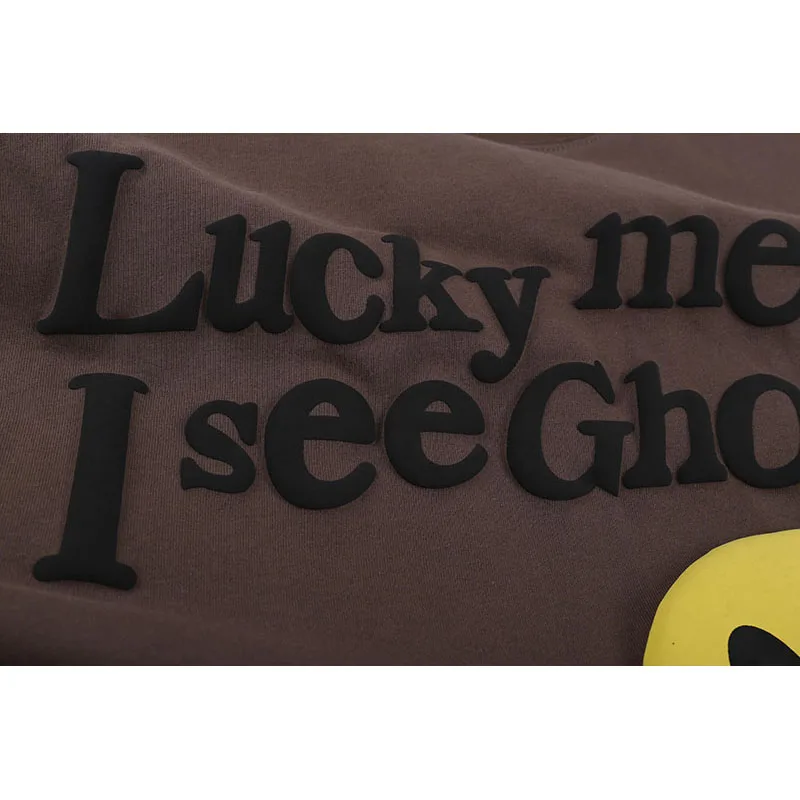 Kanye Luck Me i See Ghosts футболка Пена 3D принт коричневый короткий рукав хип хоп Уличная одежда футболка