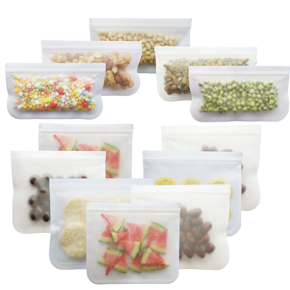 Силиконовый мешок с зажимом сумка многоразовая емкость для заморозки Ziplock герметичный антисептик водонепроницаемый топ фрукты ланч бокс кухонные сумки для хранения
