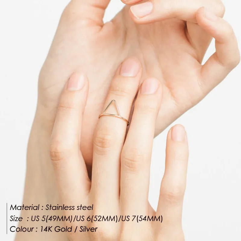 

Minimalist Punk Stainless Steel Flat Ring Ring for Women Geometric Elegant Fashion Pink Ring Stackable Triangle Ring Jewelry
