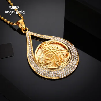 

Turkey Coin Pendant Allah Necklace for Women/Men Gold Color Metal Coins Muslim Necklace Jewelry Turk Gifts With AAA Rhinestone