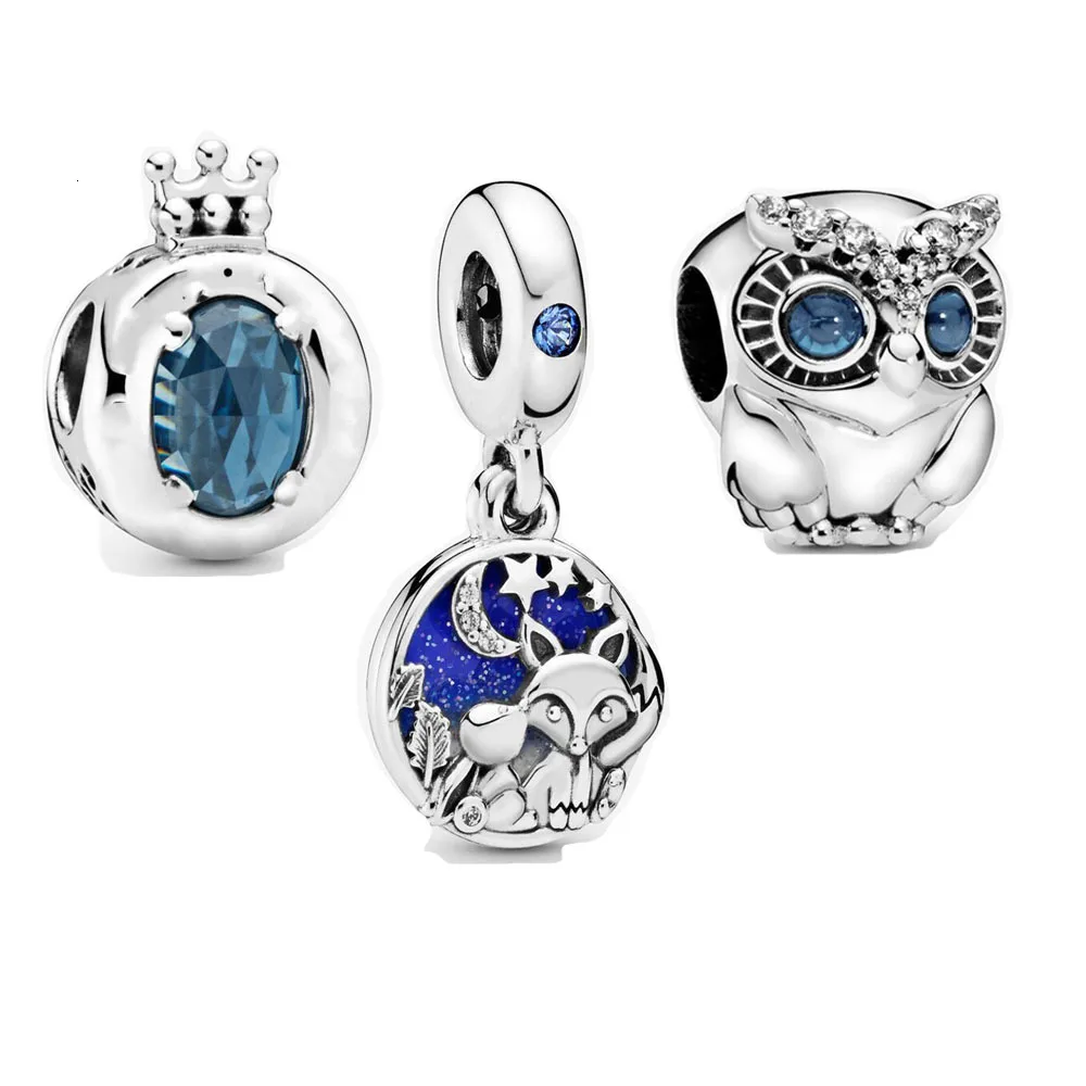 

2019 Authentic 925 Sterling Silver Sparkling Owl Crown O And Fox & Rabbit Dangle Charm Fit Pandora Bracelet Charm DIY Jewelry