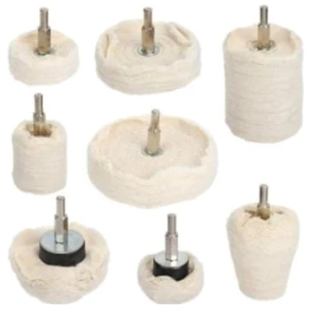 

8 Pcs White Cloth Wheel with Handle Mirror Polished Waxed Cylindrical Mushroom Cone Cloth Wheel Shank Diameter 6mm