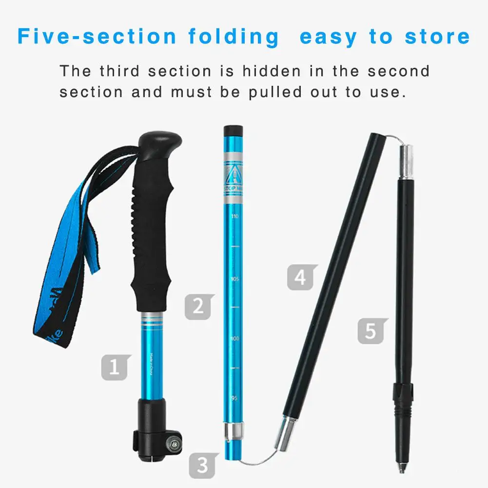 Collapsible Auminum Alloy Anti Shock Walking Sticks Telescopic Trekking Hiking Poles Ultralight Walking Canes Tips Protectors