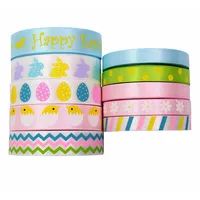 5 Yards 9-16mm Easter Egg Bunny Ribbons For DIY Sewing Fabric Gift Box Wrapping Hair Bows Crafts Party Decor Packaging Materials