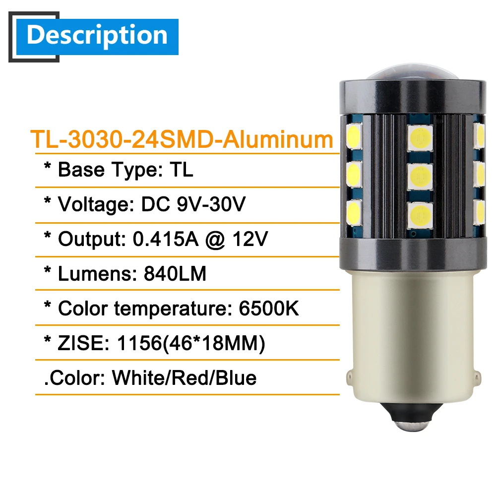 2 шт. светодиодные лампы 12 В DC 3030 24 SMD 1156 1157 3156 3157 7440 7443|Сигнальная лампа| |