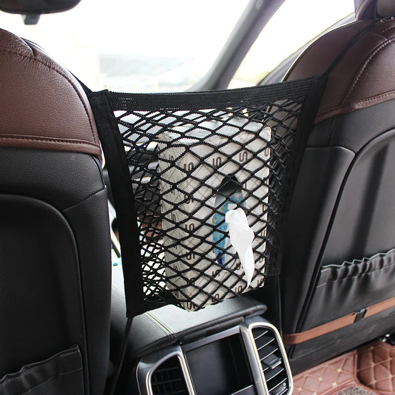 Прочный эластичный автомобильный сетчатый мешок между автомобильным органайзером, сумка для хранения спинки сиденья, сумка для хранения багажа, карманная коробка для хранения сидений автомобиля