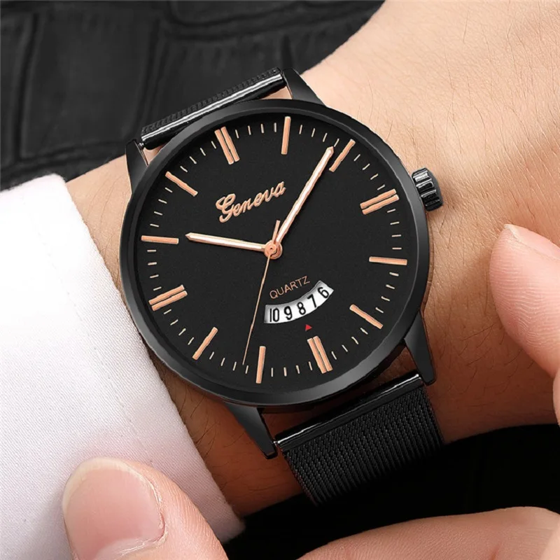 

GENEVA 2020 Minimalist Men's Watches Fashion Watch Men Simple Business Stainless Steel Calendar Quartz Watch Relogio Masculino