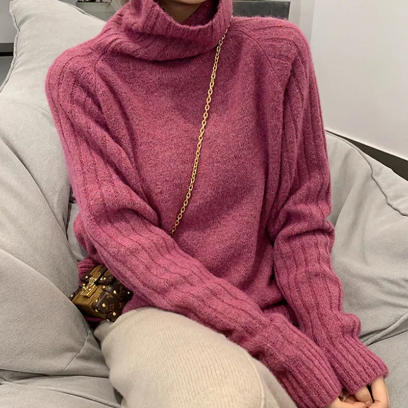 Fashion Pullover Knitted Sweater Ladies Elegant Women Autumn Winter Casual Solid Long Sleeve Jumper Turtleneck Pull Femme
