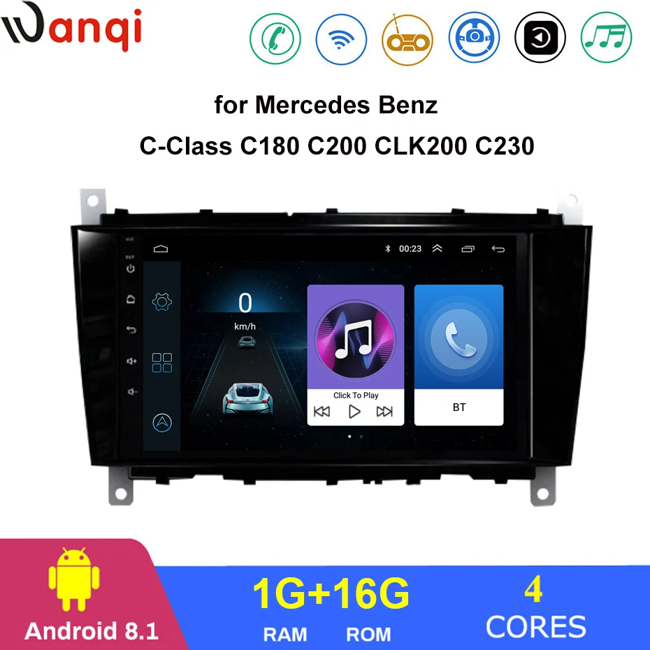 8 дюймов оригинальный стиль android 1 Автомобильный плеер navi для Benz Mercedes c-класс C180 C200