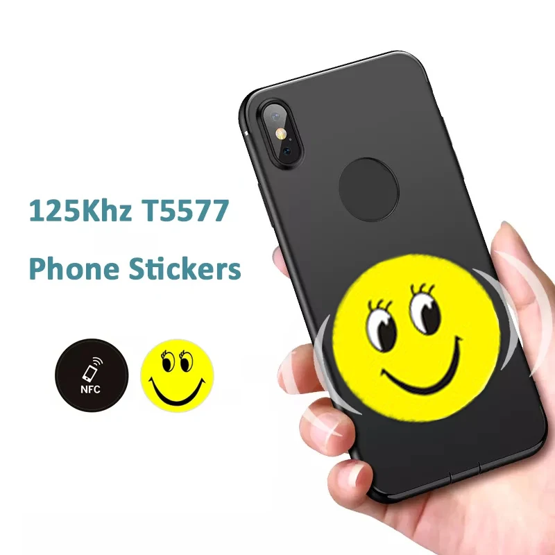 5/10pcs RFID 125Khz T5577 Anti-Interference Mobile Phone Sticker Writable EM4305 Cartoon Tags Stickers Proximity Label rfid tags stickers