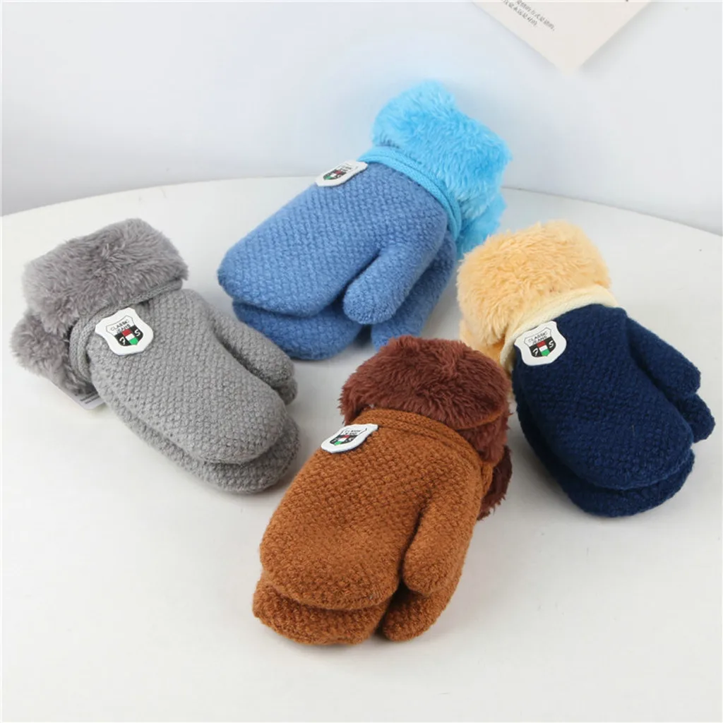 Детские утепленные перчатки, сохраняющие тепло, вязаные утепленные и меховые вязаные перчатки, теплые короткие перчатки, зимние перчатки guantes