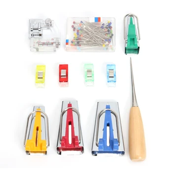 

11pcs/set Multifunction Domestic DIY Sewing Machine Accessories with Bias Binder Foot Tape Maker Awl Ball Pins Clips